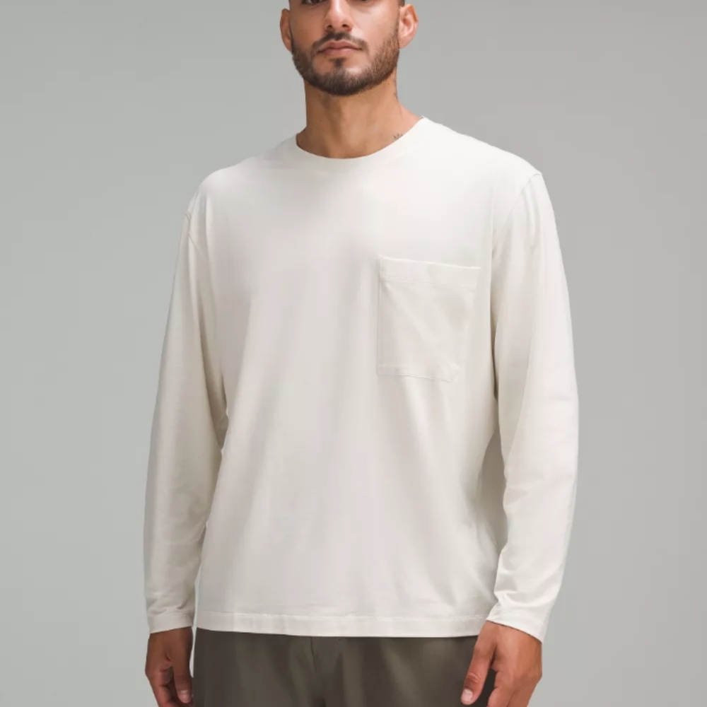 Sunspel White Cotton Crew Neck Long Sleeve Tee M